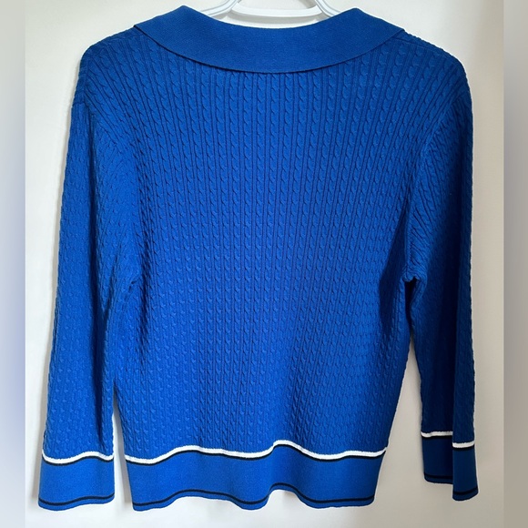 Tommy Hilfiger Women's Cotton Johnny Collar Cable Knit Sweater - Picture 2 of 3